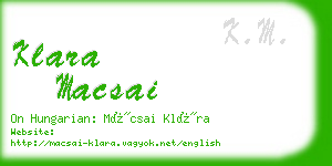 klara macsai business card